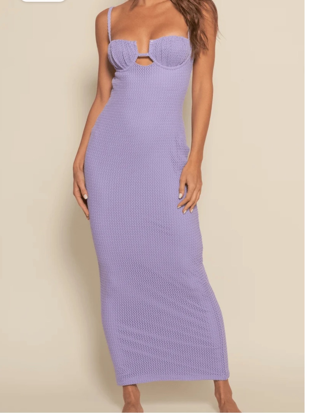 Montce Lavender Crochet Petal Long Slip Dress